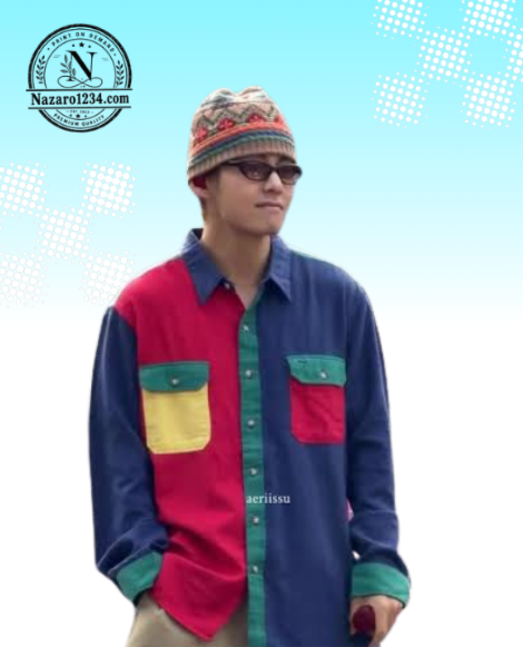 V Inspired Korean Colorblock Patchwork Shirt